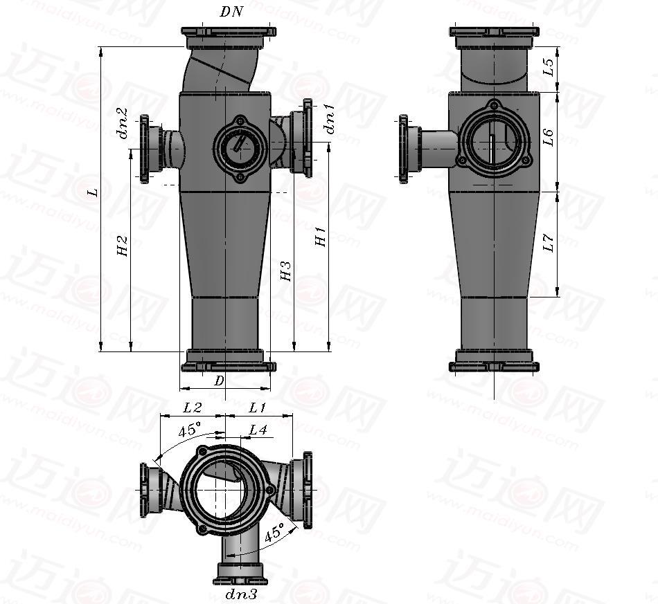 b型接口gb型加强型旋流器直角五通