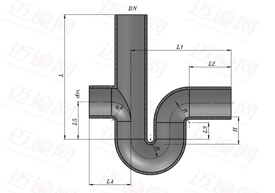 75P型存水弯尺寸图片